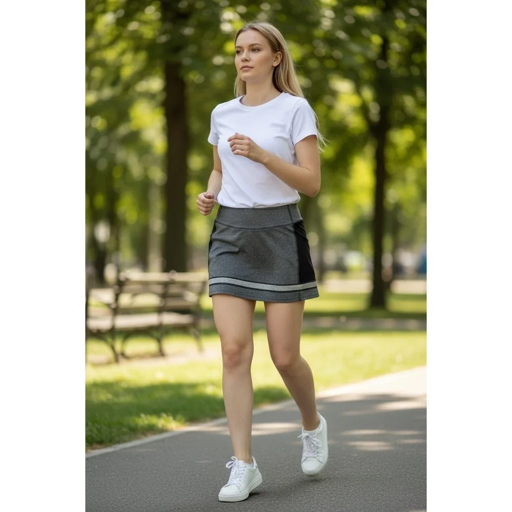 Lululemon Athletica Gray and‎ Black Mini Skirt
